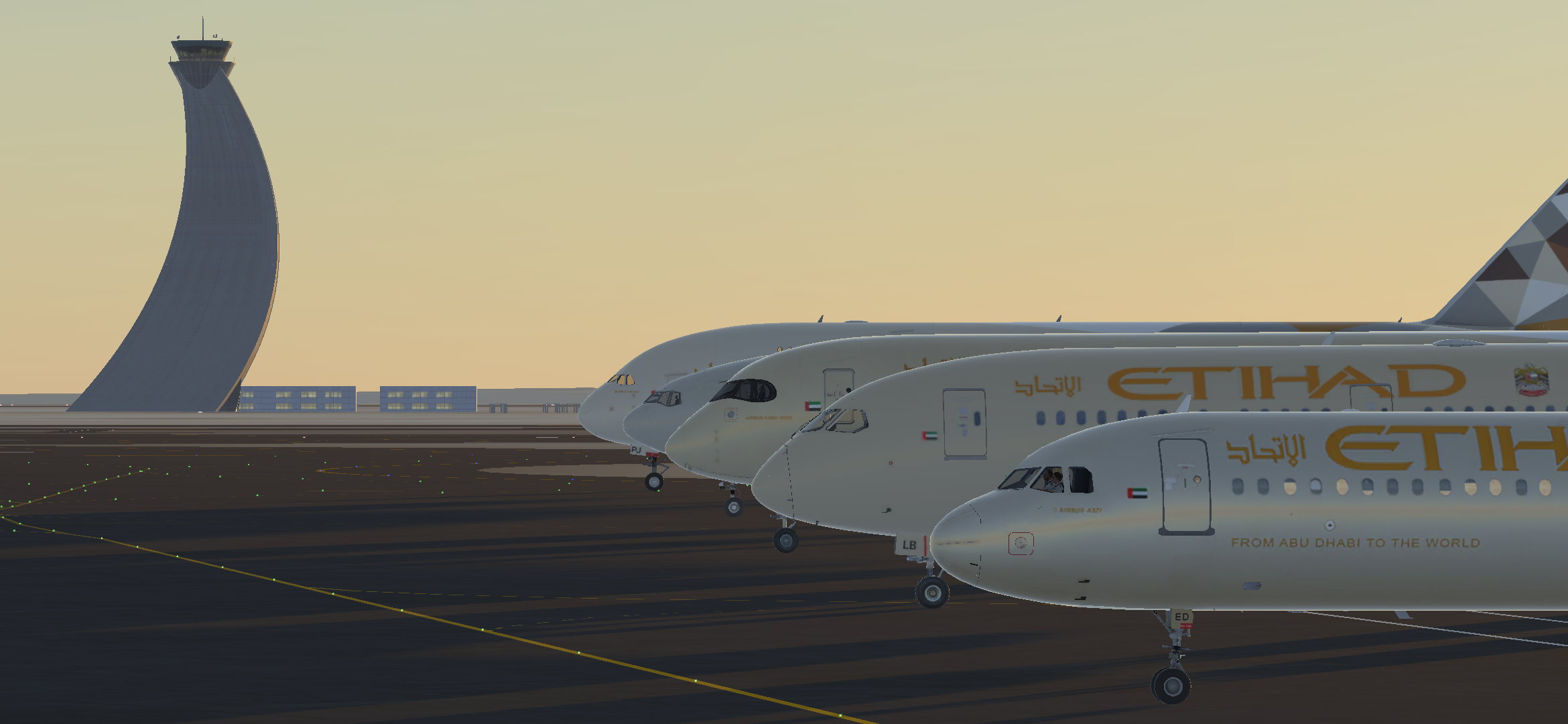 Multiple Etihad aircraft parked on the apron in Infinite Flight